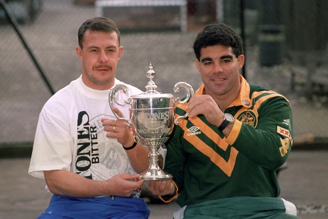 Mal Meninga with the World Cup trophy