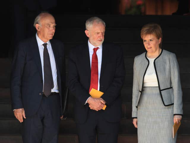 Also attending were Liberal Democrat leader Sir Vince Cable and Scotland's First Minister Nicola Sturgeon (Peter Byrne/PA)