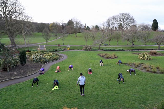 People taking part in a “Boot Camp” exercise class in Rothwell, Leeds 