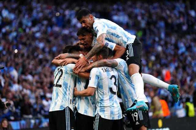 Lautaro Martinez and Argentina celebrate
