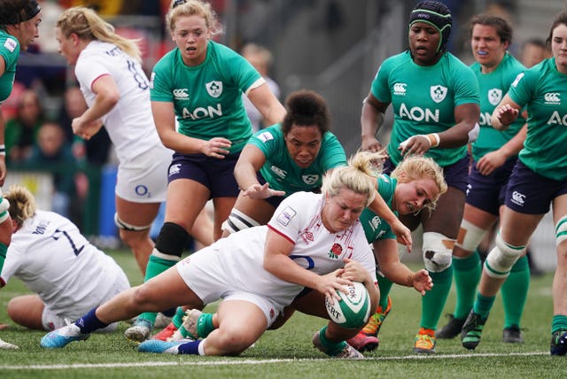 England’s Marlie Packer scores a try against Ireland