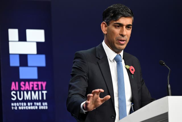 Rishi Sunak speaks at the AI Safety Summit