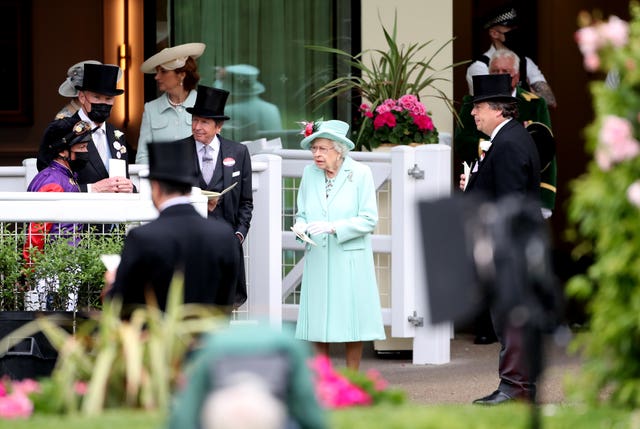 The late Queen with John Gosden and Frankie Dettori at Royal Ascot 