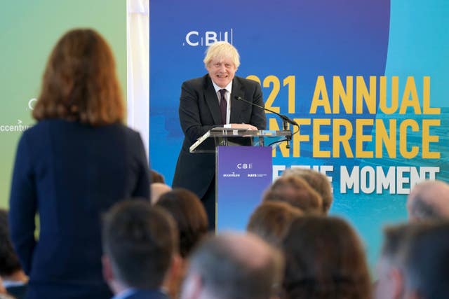 Boris Johnson answers questions during the CBI annual conference