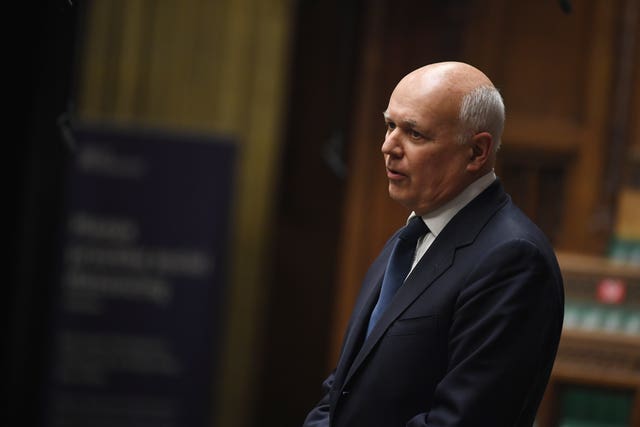 Sir Iain Duncan Smith in profile while speaking in the House of Commons