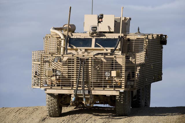 A Mastiff 2 armoured patrol vehicle