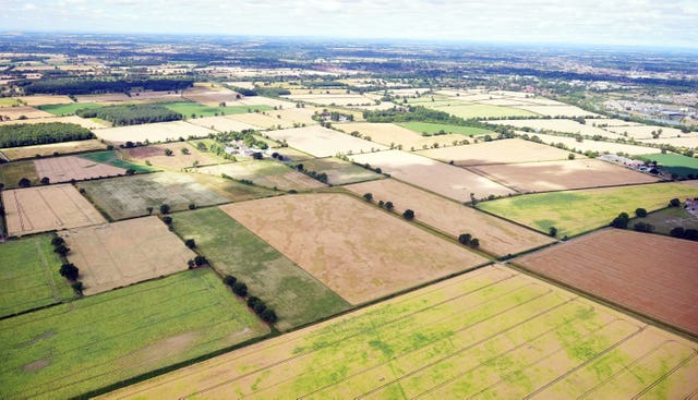 An Aerial view of dry fields in York