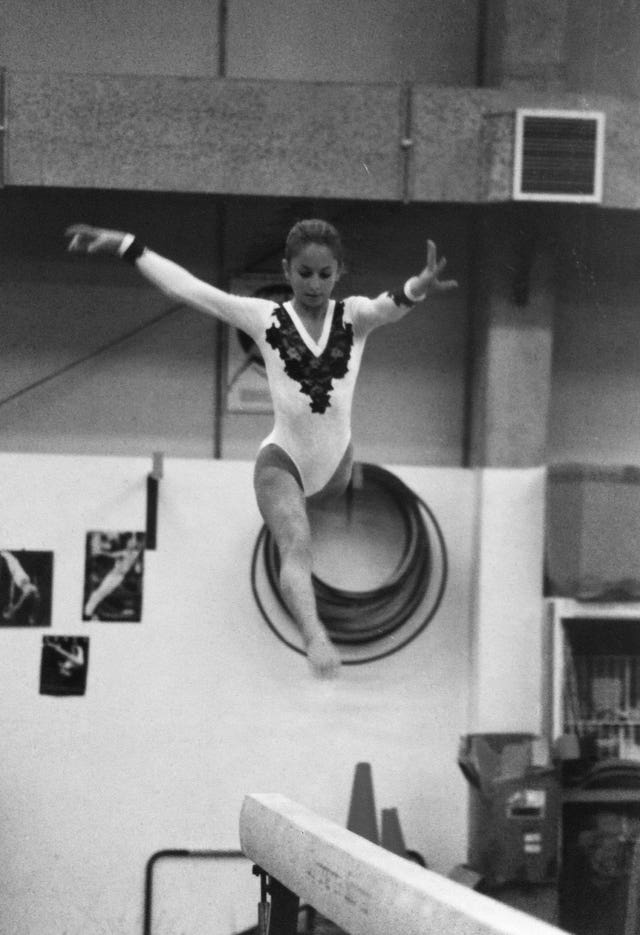 Claire Heafford in competition as a young gymnast