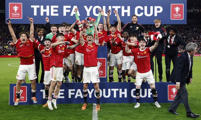 Manchester United celebrate winning the FA Youth Cup two years ago