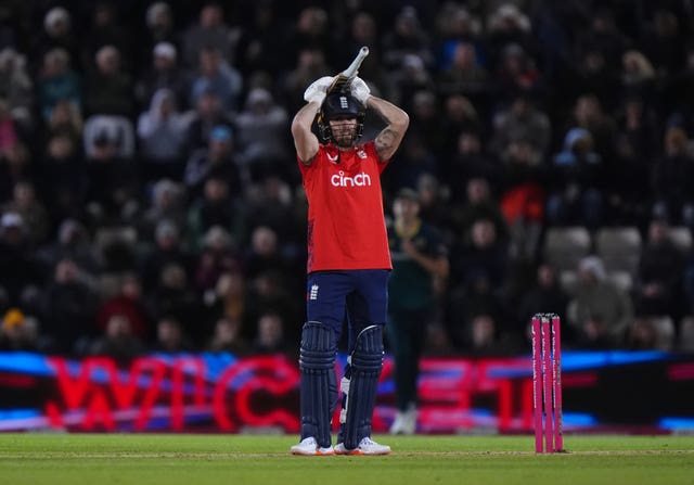 Phil Salt reacts after being dismissed in England's T20 against Australia