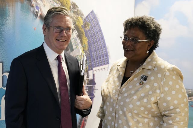 Sir Keir Starmer met with Mia Mottley, Prime Minister of Barbados, during a bilateral meeting on Friday (Andrew Matthews/PA)