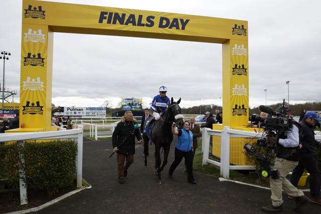 Notre Belle Bete and jockey Oisin Murphy after winning the BetUK All-Weather Easter Classic Middle Distance Championships Conditions Stakes at Newcastle Racecourse 