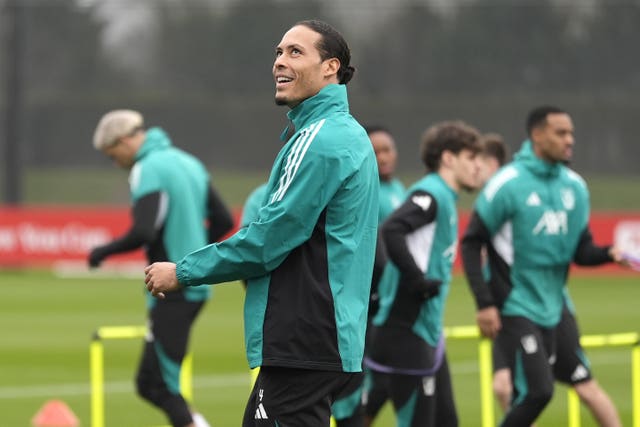Liverpool captain Virgil van Dijk during a training session on Monday
