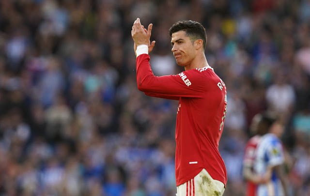 Manchester United’s Cristiano Ronaldo appears dejected