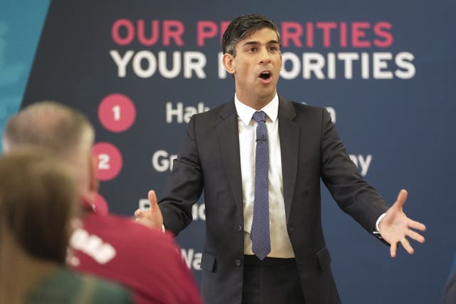 Prime Minister Rishi Sunak takes part in a Q&A session during a Connect event in Chelmsford, Essex