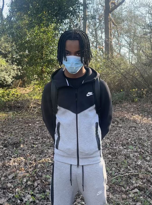 Student Canter Bonny in a face mask