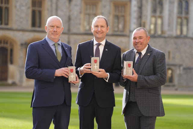 Michael Palmer, Timothy Owen and Andrew Airey following an investiture at Windsor Castle