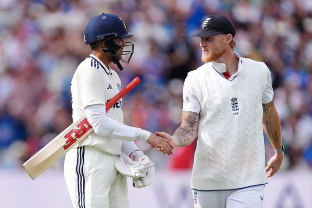 India's Shubman Gill (left) shakes hands with England's Ben Stokes