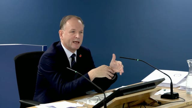 Lord Simon Stevens giving evidence to the inquiry