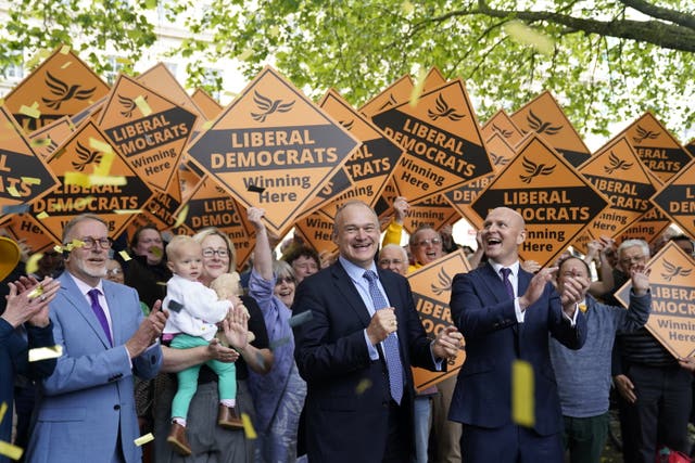 Sir Ed Davey also had young supporters at his side as the Liberal Democrat leader visited Cheltenham