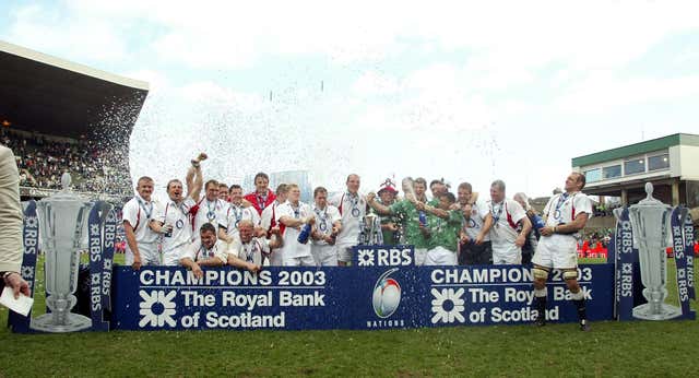 England celebrate their 2003 Six Nations Grand Slam