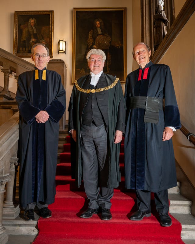 Sir Andrew McFarlane, Lord Chief Justice Lord Burnett and Sir James Holman before his valedictory ceremony