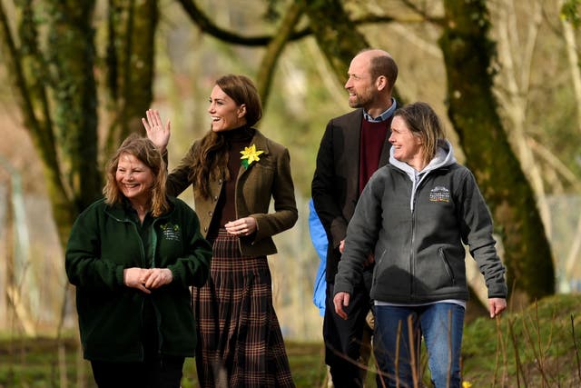 The Prince and Princess of Wales during a visit to Meadow Street Community Garden and Woodland in Pontypridd