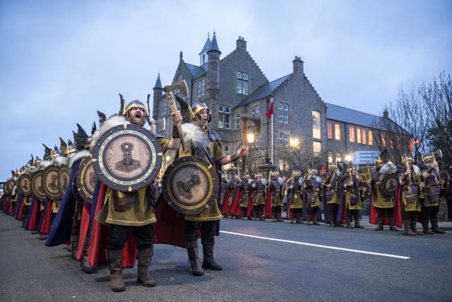 A phalanx of Vikings on the streets of Lerwick