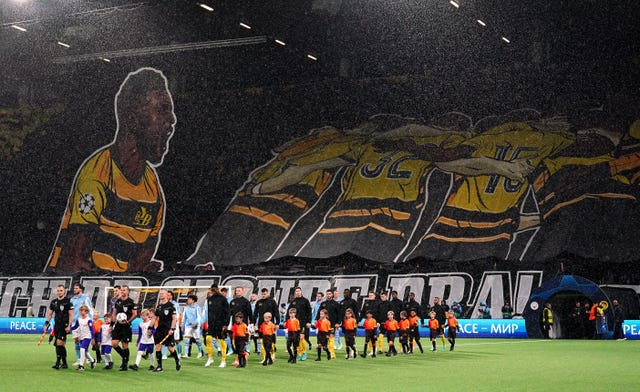 Young Boys' fans unfurl a mural