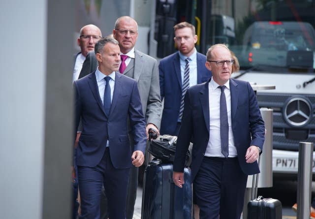 Ryan Giggs (left) arrives at court