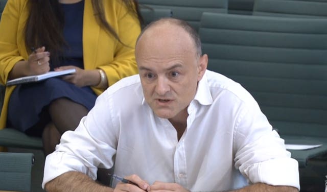 Dominic Cummings gives evidence to a joint inquiry of the Commons health and social care and science and technology committees