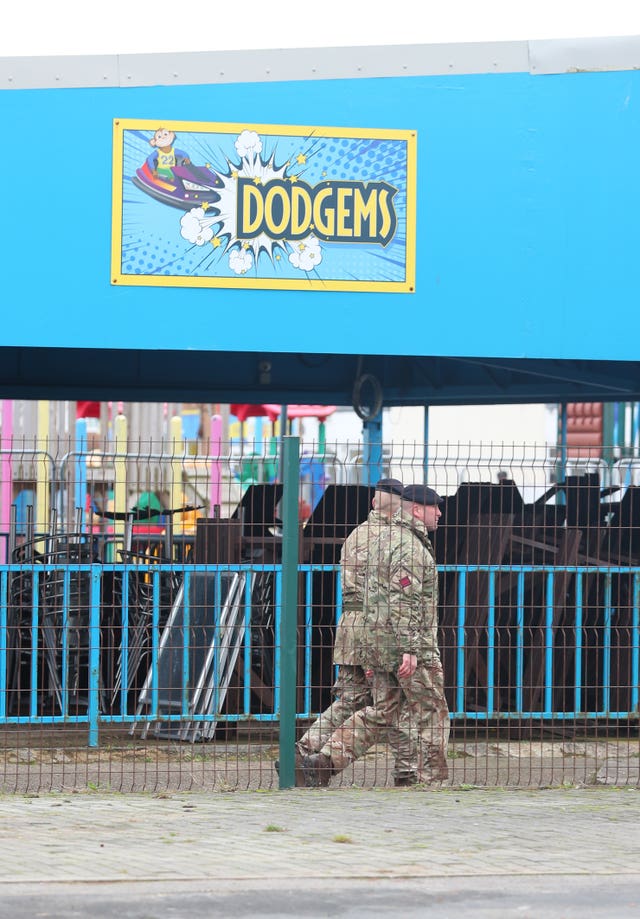 Soldiers at Pontin’s in Southport (Peter Byrne/PA)