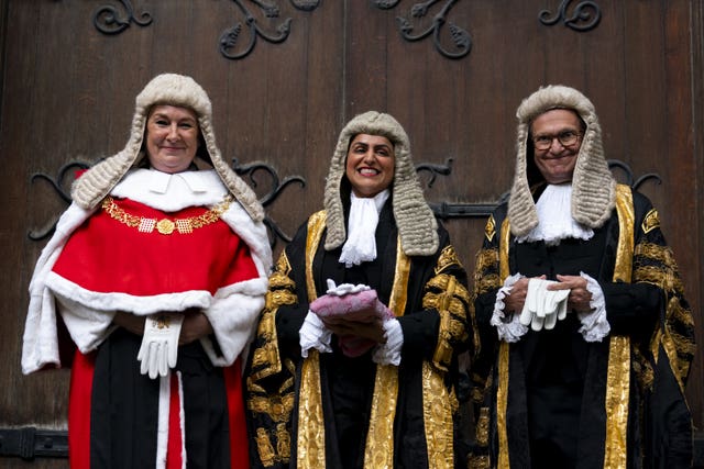 Justice Secretary Shabana Mahmood with Lady Chief Justice Baroness Carr and Master of the Rolls Sir Geoffrey Vos