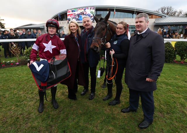 Gordon Elliott with Brighterdaysahead and connections at Leopardstown 