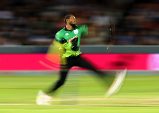 Southern Brave’s Chris Jordan bowling during the men’s final at Lord's