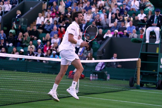 Cameron Norrie celebrates a break of serve