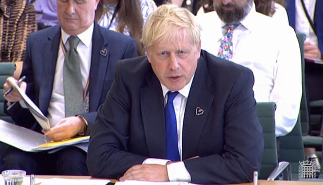 Prime Minister Boris Johnson in front of the Liaison Committee