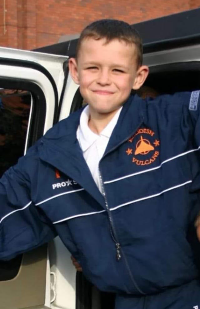 Phil Foden during his time at the Reddish Vulcans club in Stockport (Joe Makin/PA)