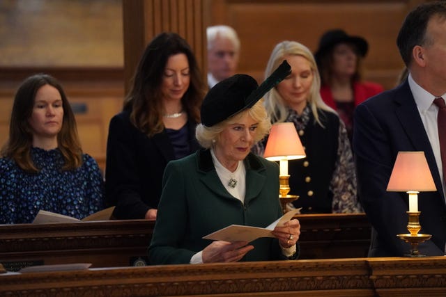 Camilla attending a service to mark the 650th anniversary of the Guild of St Bride&rsquo;s
