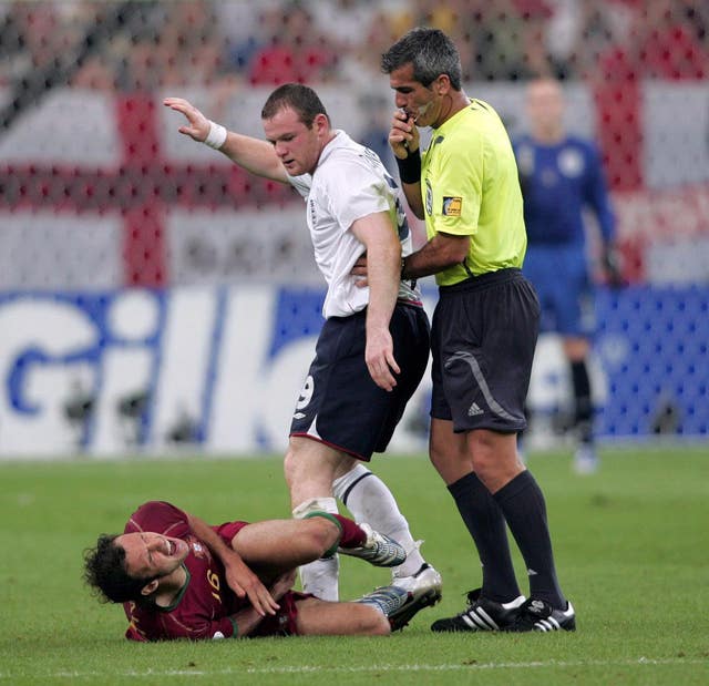 A stamp on defender Ricardo Carvalho sees Rooney sent off during England's World Cup quarter-final defeat to Portugal.