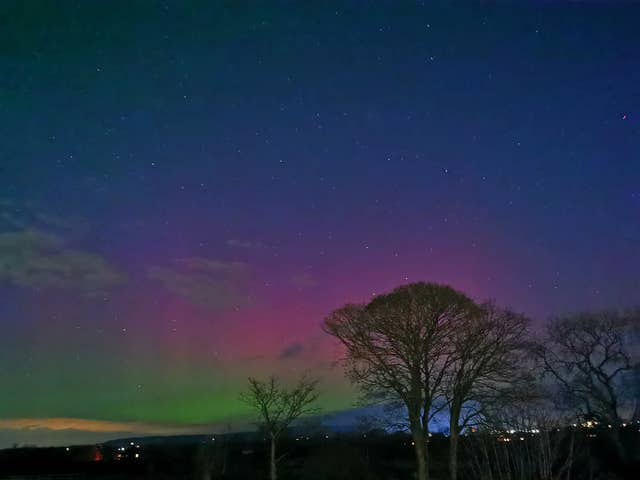 The aurora borealis over Grimsargh Wetlands in Lancashire