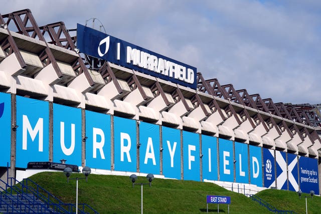 A general view outside Murrayfield stadium 