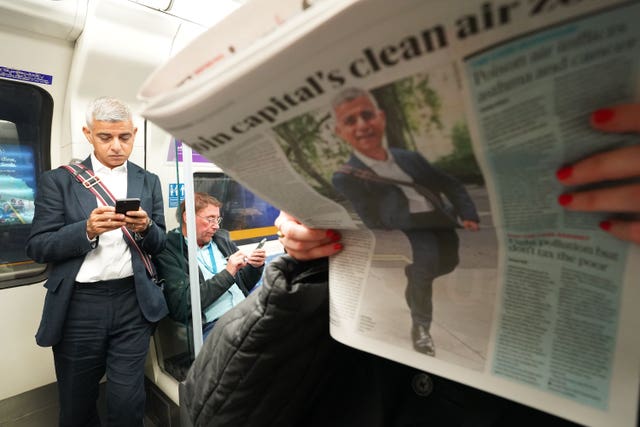 Sadiq Khan travelling on the London Underground