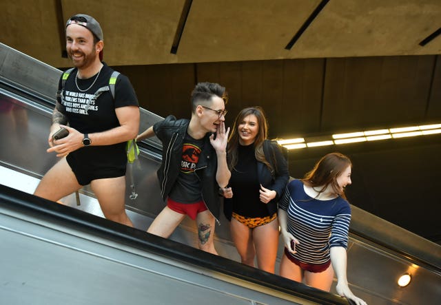 No Trousers Tube Ride: Trouserless travellers take to Tube for event - BBC  News