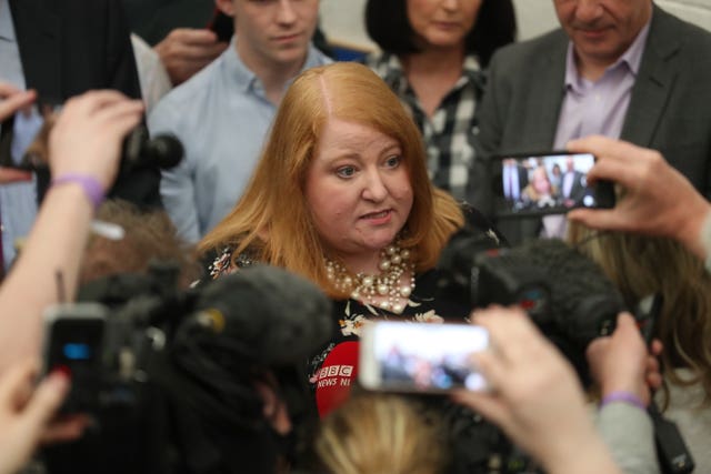 Alliance party leader and candidate Naomi Long at the European Parliamentary elections count
