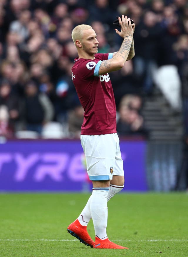 Marko Arnautovic appeared to wave goodbye to the West Ham fans against Arsenal