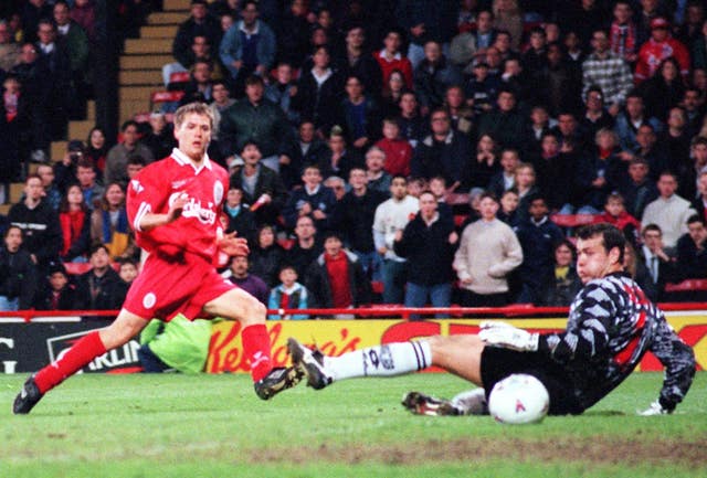 Owen scored on his senior debut for Liverpool after coming on as a substitute against Wimbledon