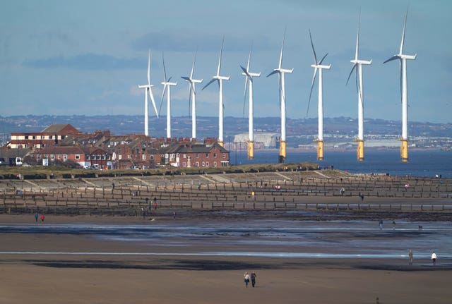 File photo dated 6/10/2020 of Teesside Wind Farm near the mouth of the River Tees off the North Yorkshire coast.