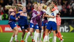 England celebrate winning the penalty shoot-out (Zac Goodwin/PA)