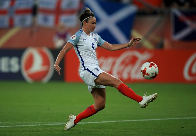 Jodie Taylor completed her Euro 2017 hat-trick against Scotland with a fine lobbed finish